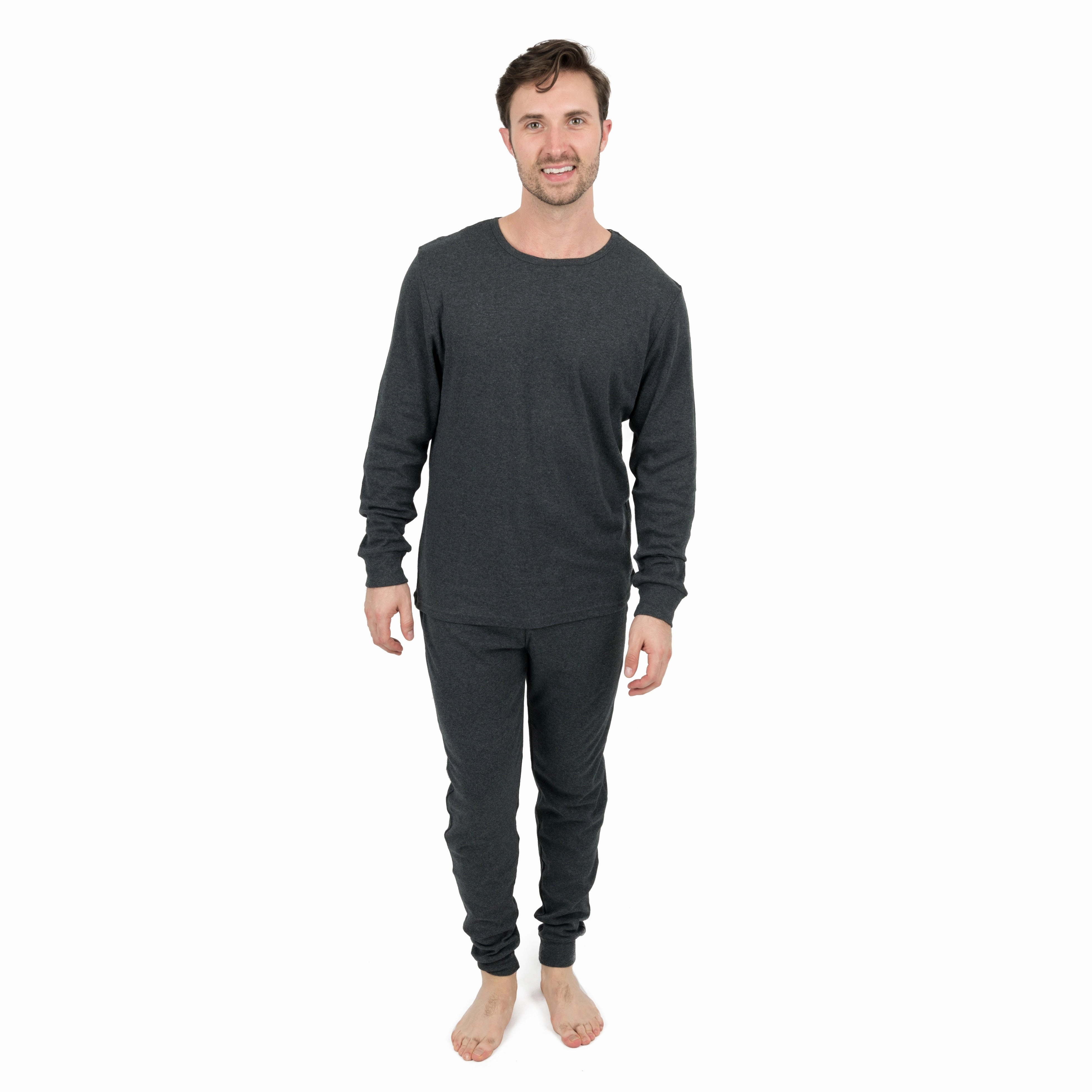 Mens Two Piece Cotton Pajamas Neutral Solid Color