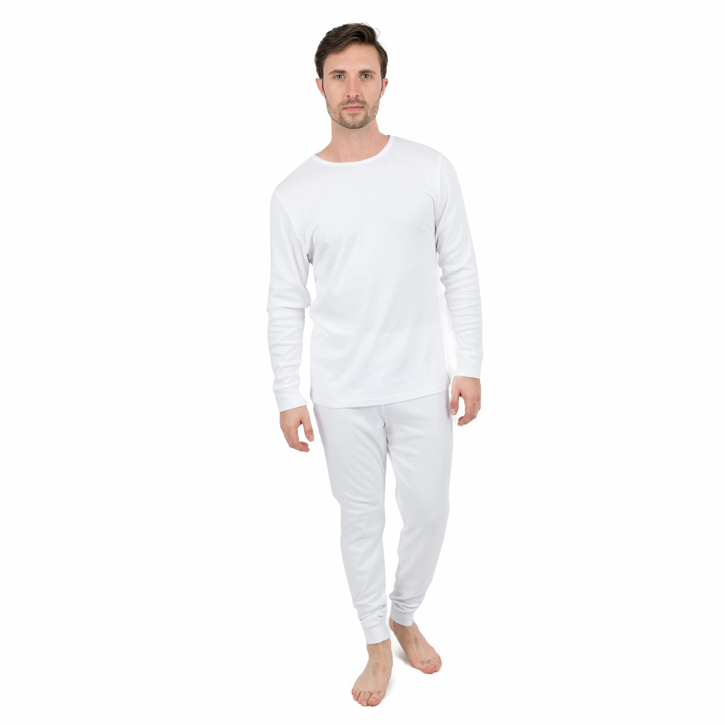 Mens Two Piece Cotton Pajamas Neutral Solid Color