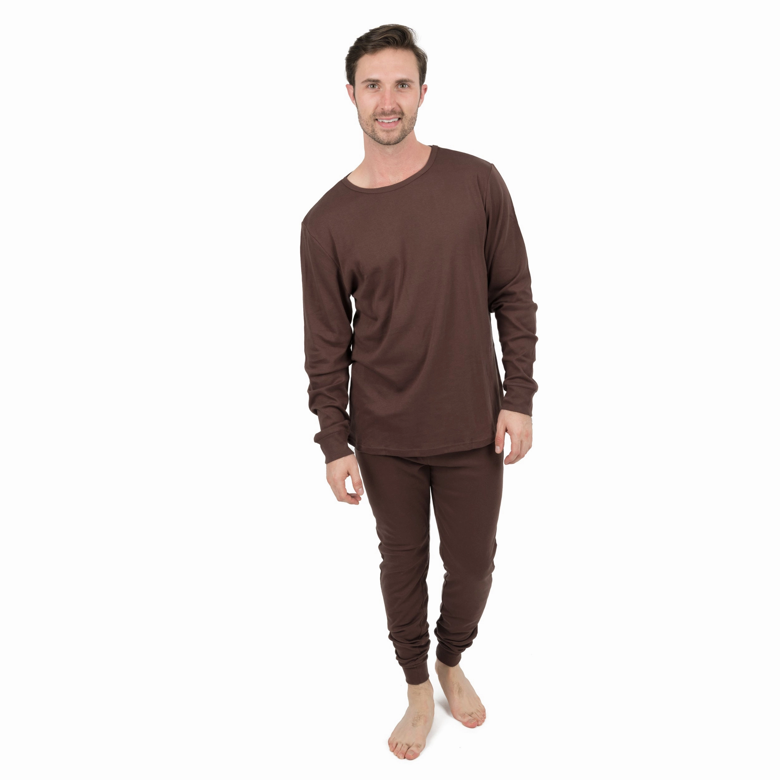 Mens Two Piece Cotton Pajamas Neutral Solid Color