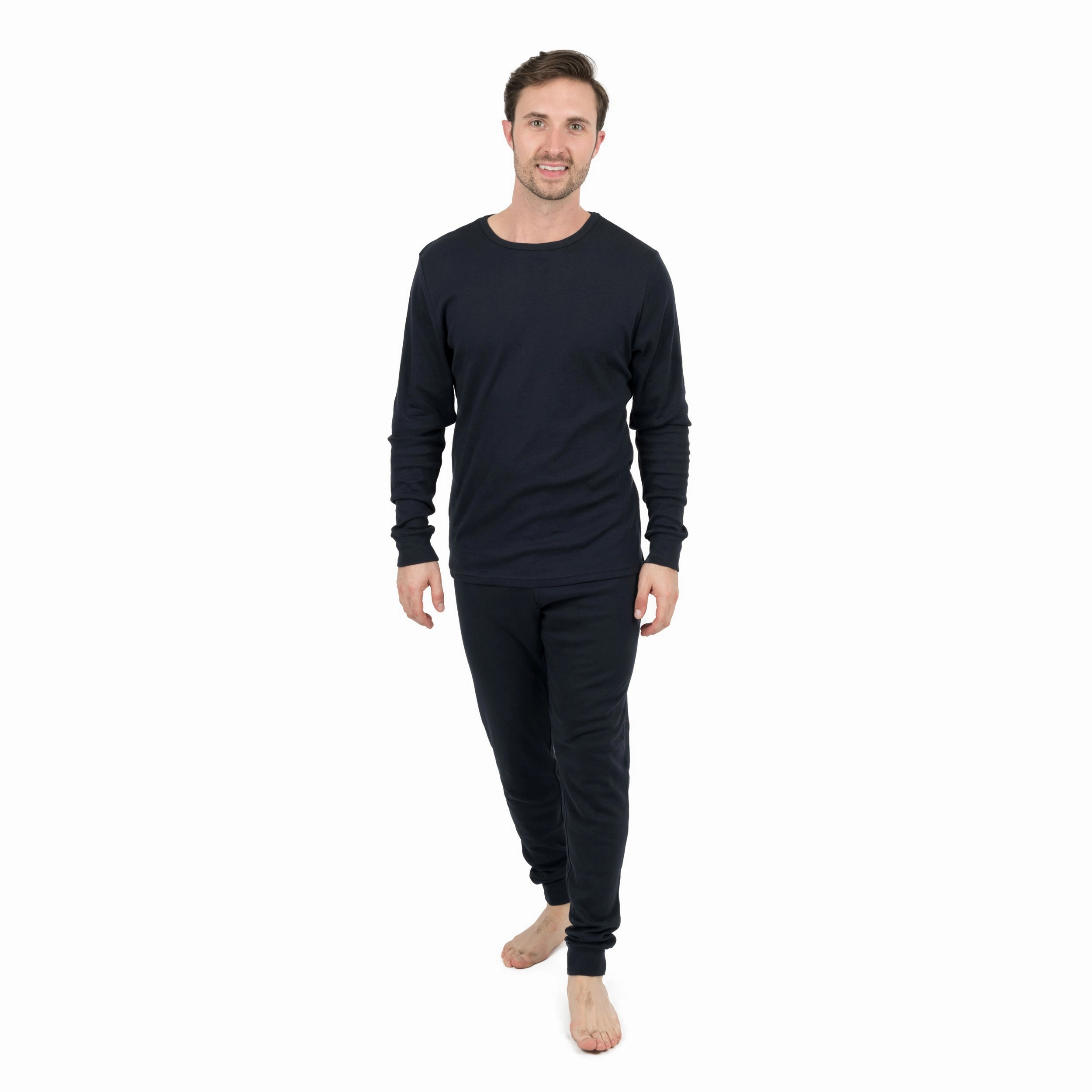 Mens Two Piece Cotton Pajamas Neutral Solid Color