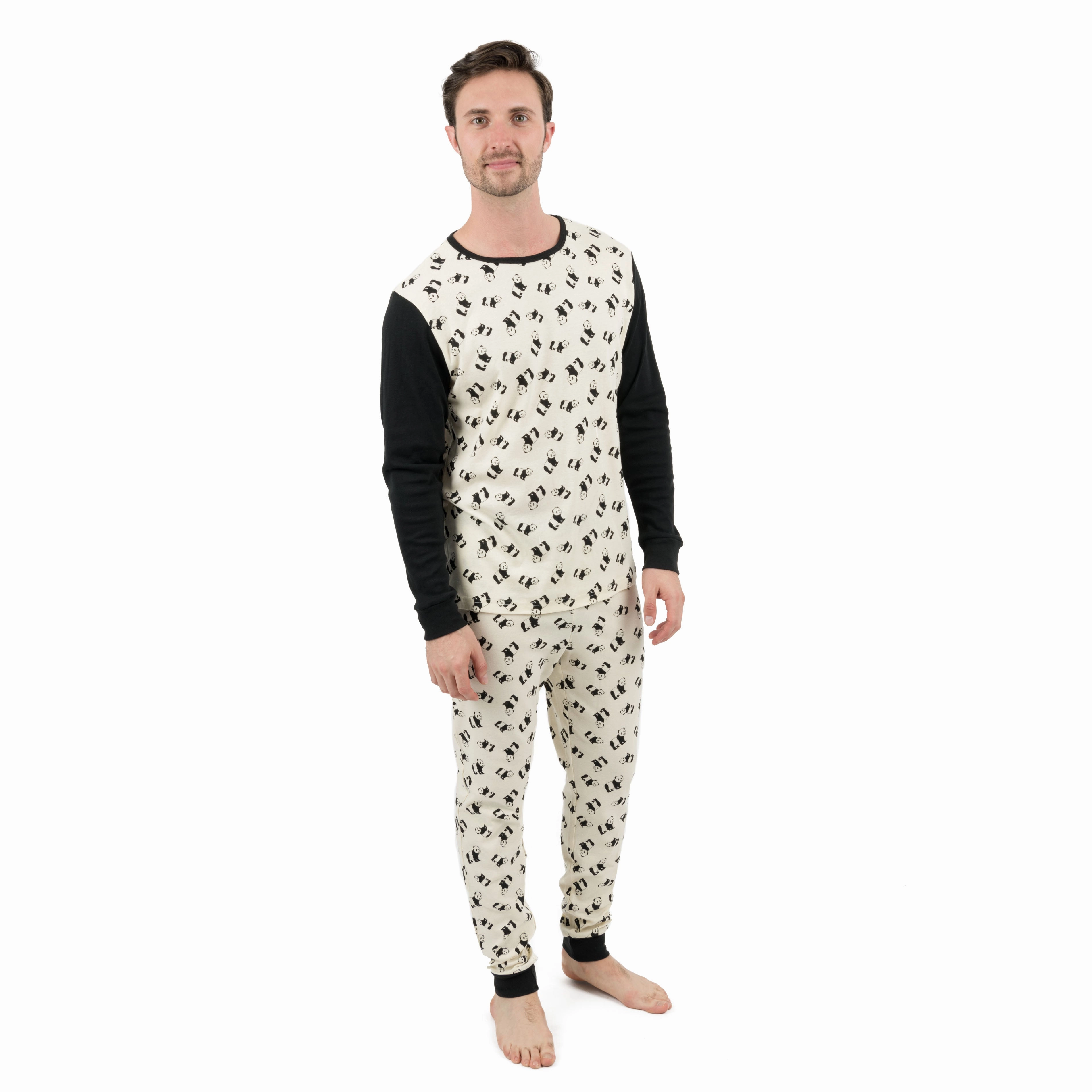 Mens Two Piece Cotton Pajamas Panda