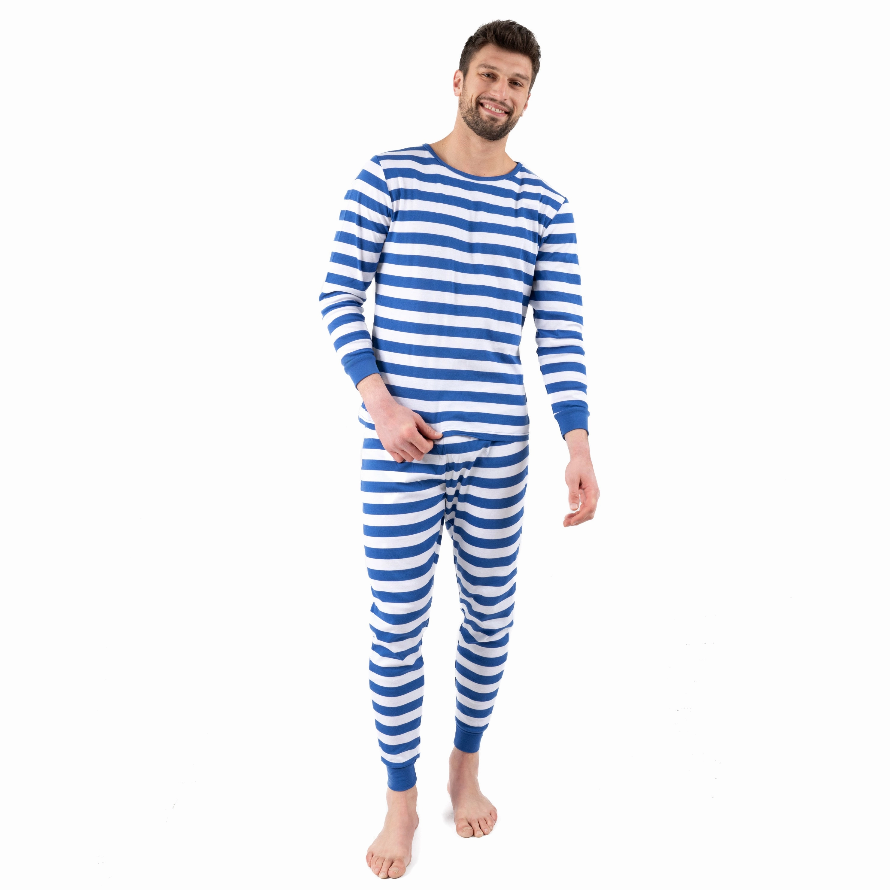 Mens Two Piece Cotton Pajamas Striped