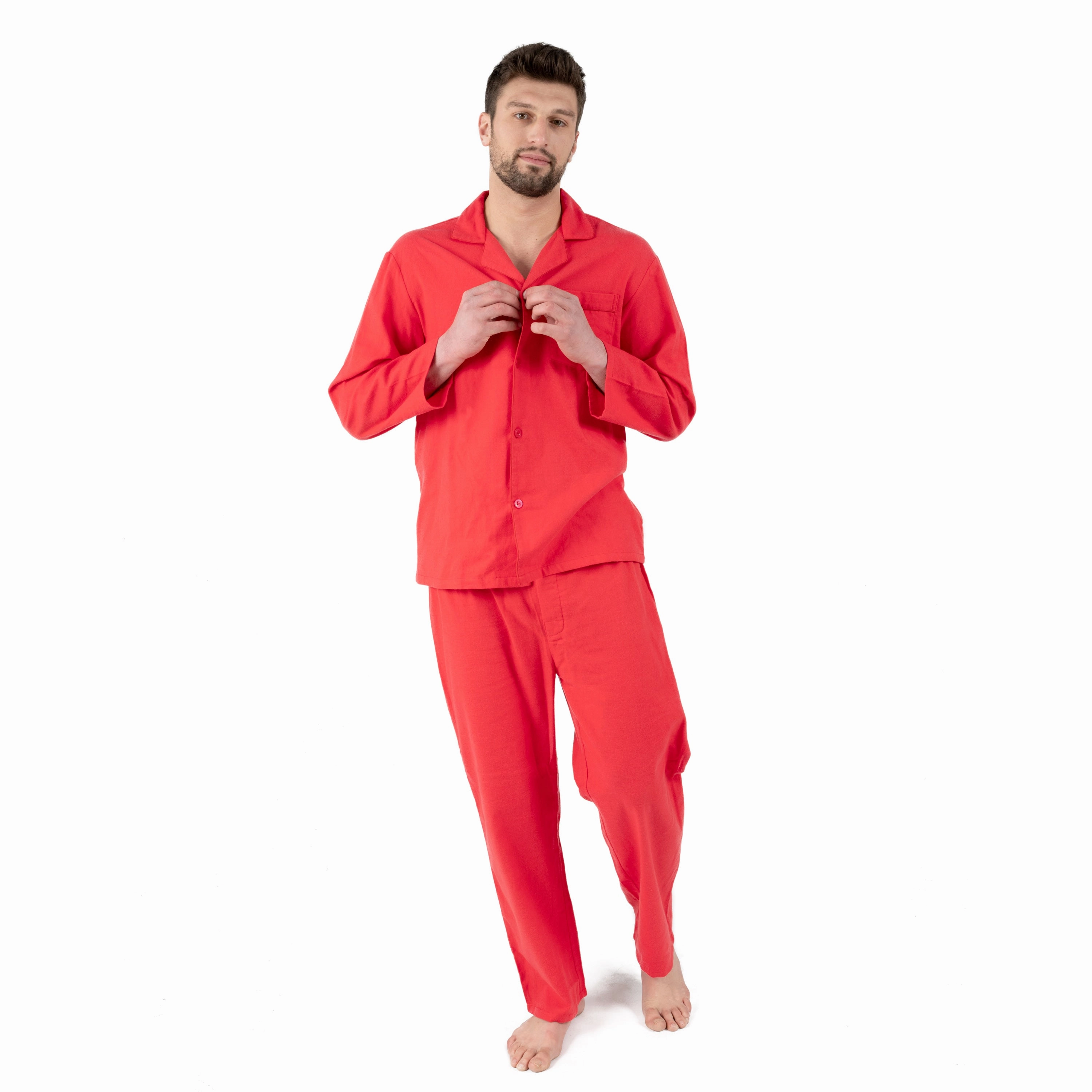 Mens Two Piece Flannel Pajamas
