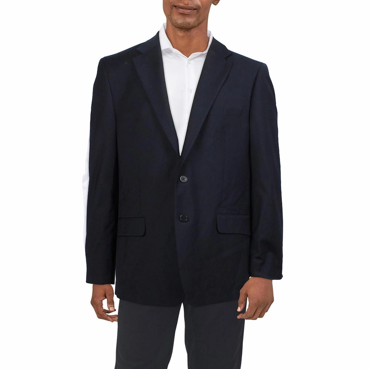 Mens Wrinkle Resistant Wool Two-Button Blazer