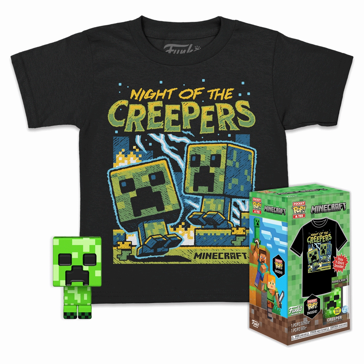 Minecraft Creeper Pocket Pop! Vinyl and Tee Set for Kids