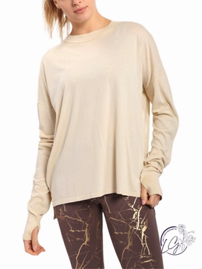 Mineral-Washed Hi-Lo Sweater with Thumb Holes affordable athletic pants for men