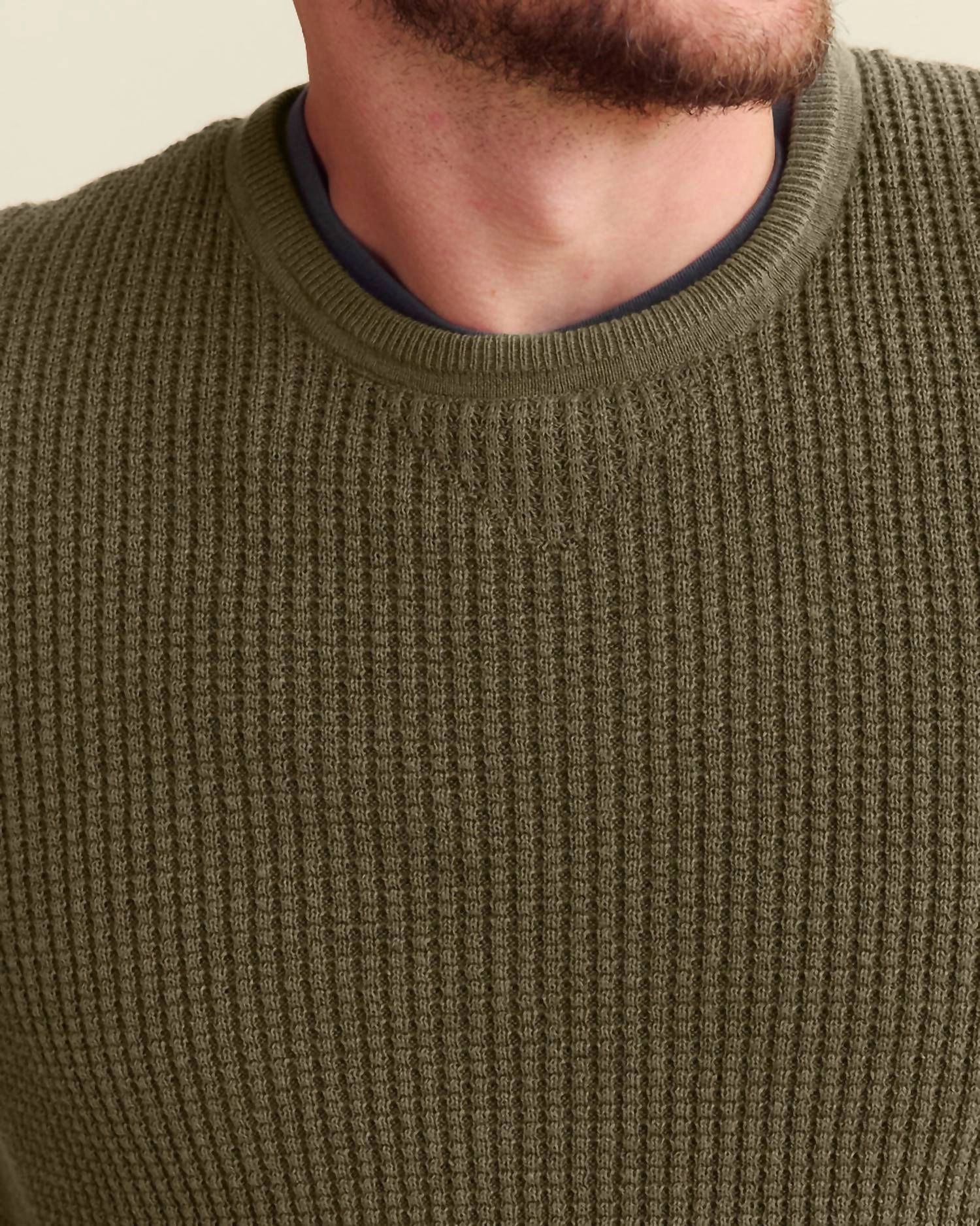 Mini Waffle Crewneck Sweater In Olive