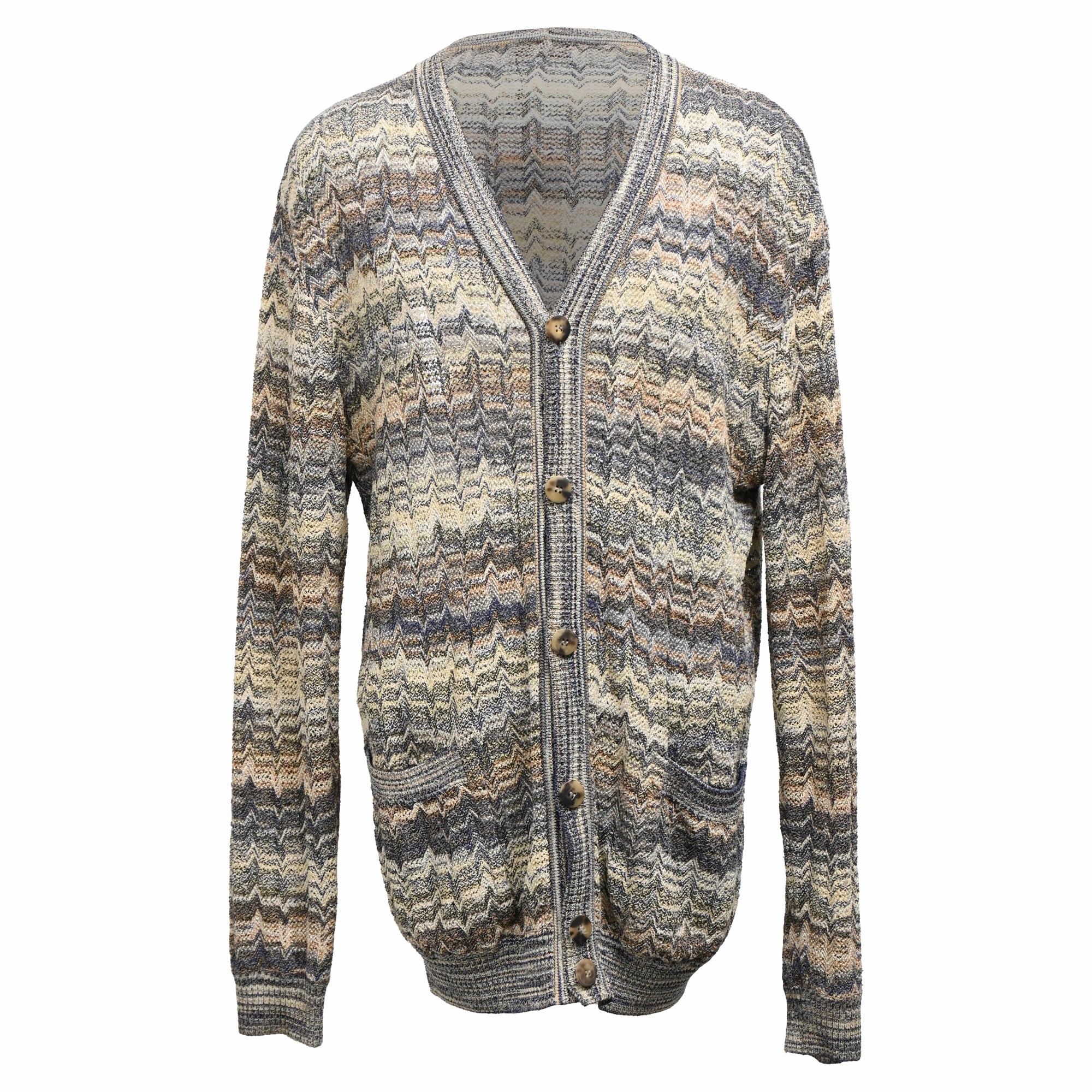 Missoni Zigzag Buttoned Cardigan in Multicolor Wool