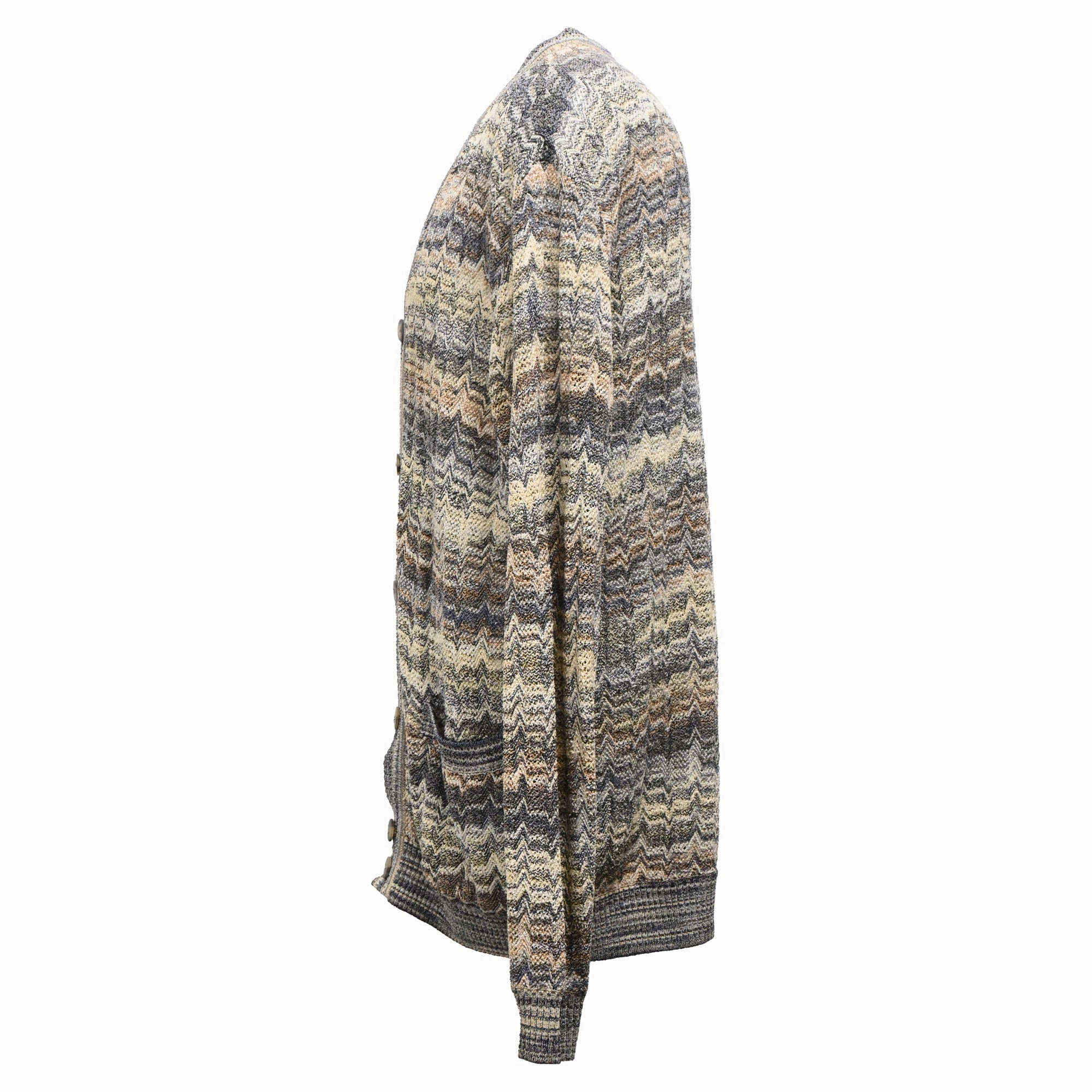 Missoni Zigzag Buttoned Cardigan in Multicolor Wool