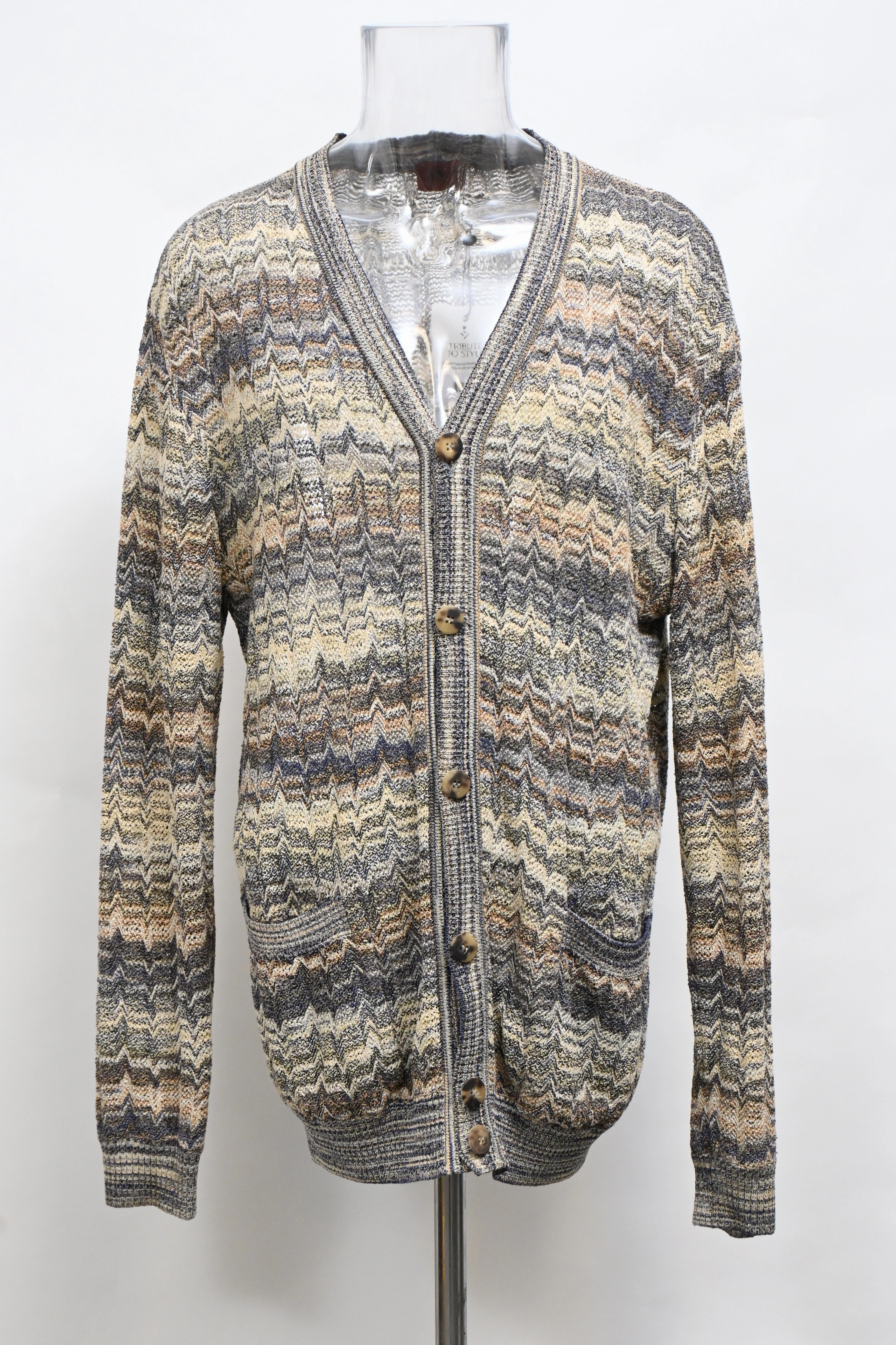 Missoni Zigzag Buttoned Cardigan in Multicolor Wool
