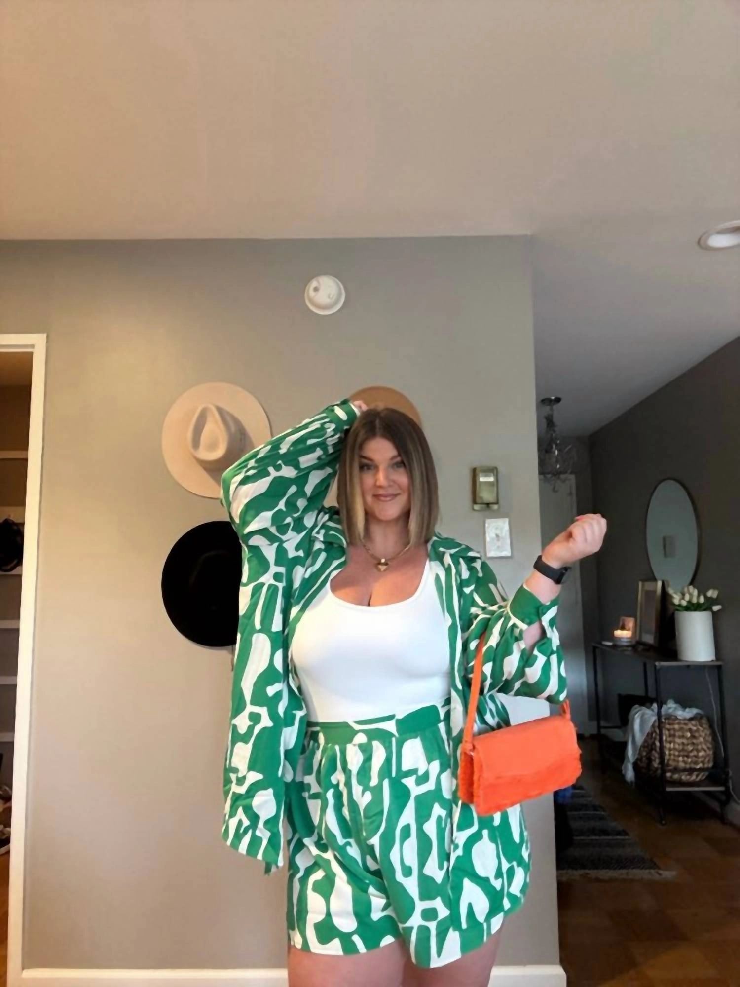 Mod Boss Shorts Set - Plus In Green And White