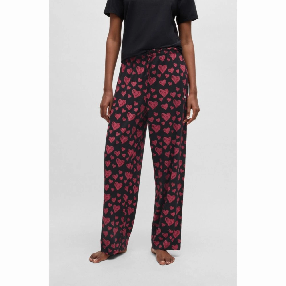 Modal-blend jersey pajama bottoms with repeat heart print