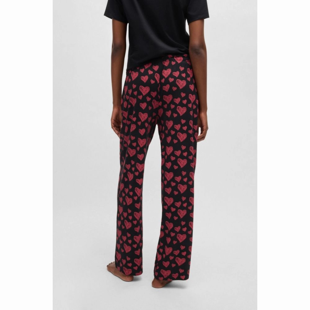 Modal-blend jersey pajama bottoms with repeat heart print