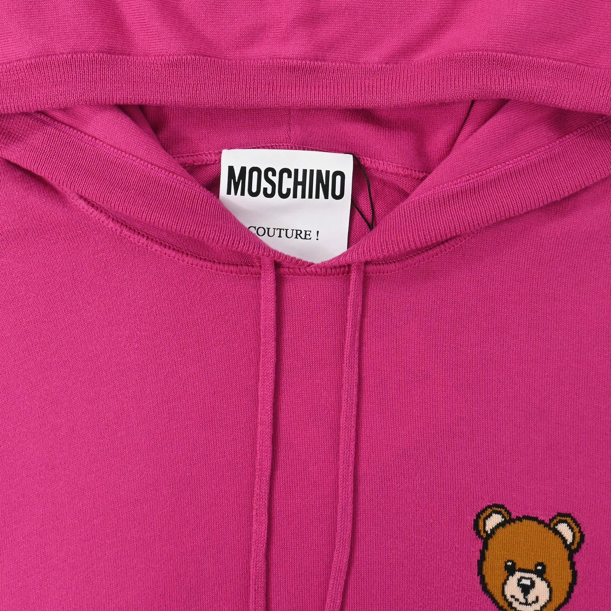 Moschino Couture Bear Hoodie in Pink Cotton