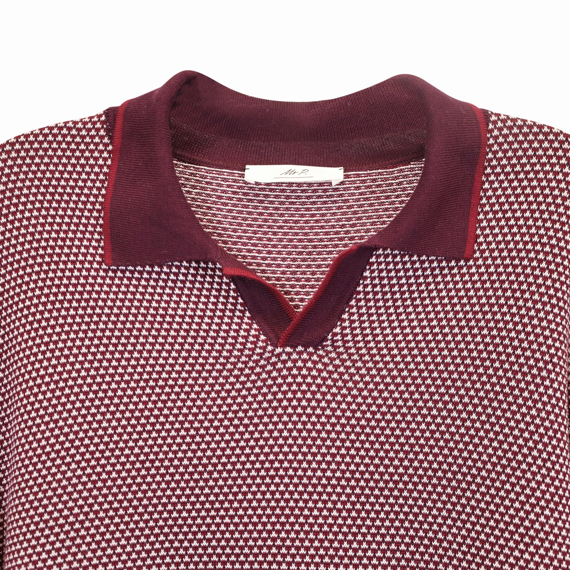 Mr P. Slim-Fit Honeycomb-Knit Polo Long-Sleeve Shirt in Red Cotton