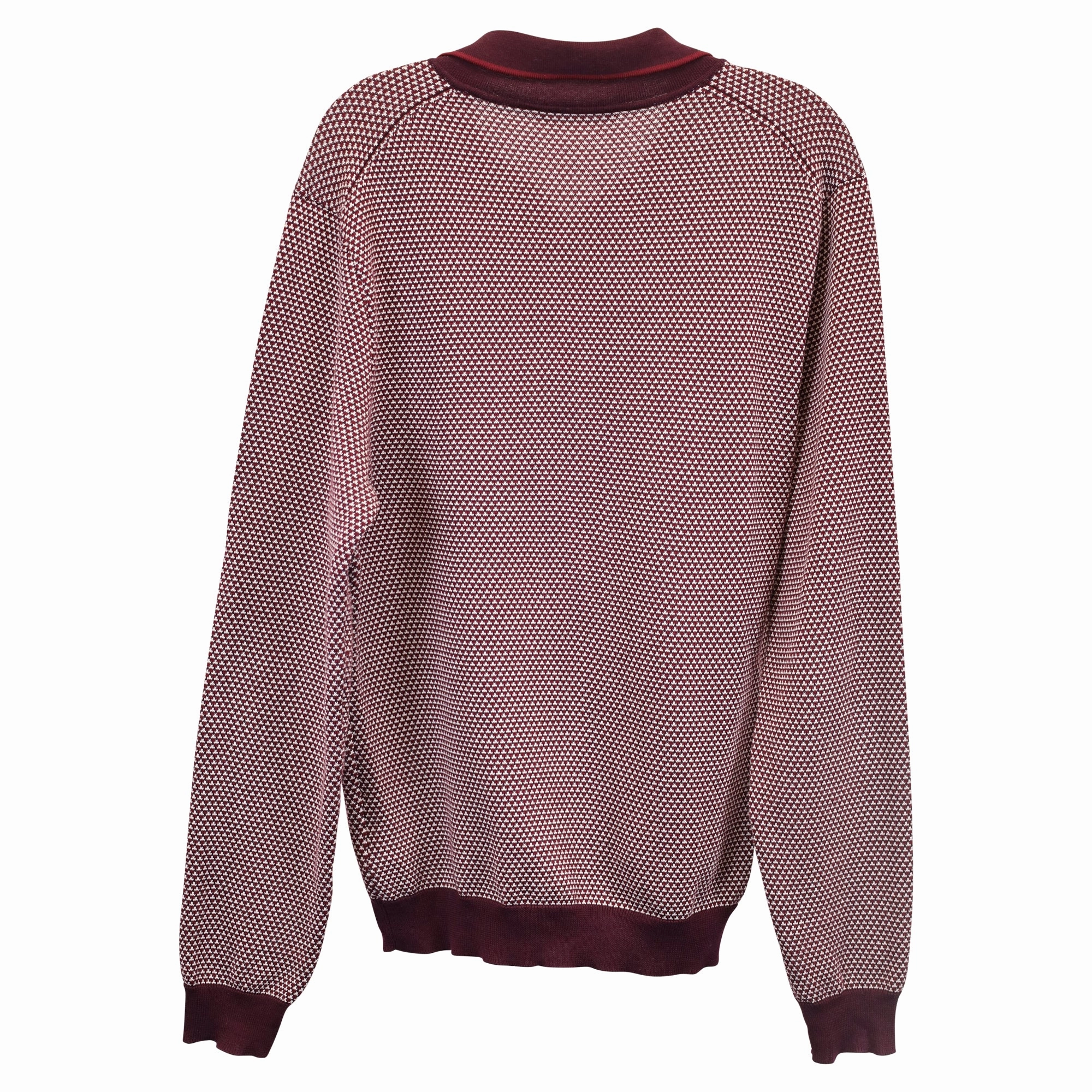 Mr P. Slim-Fit Honeycomb-Knit Polo Long-Sleeve Shirt in Red Cotton