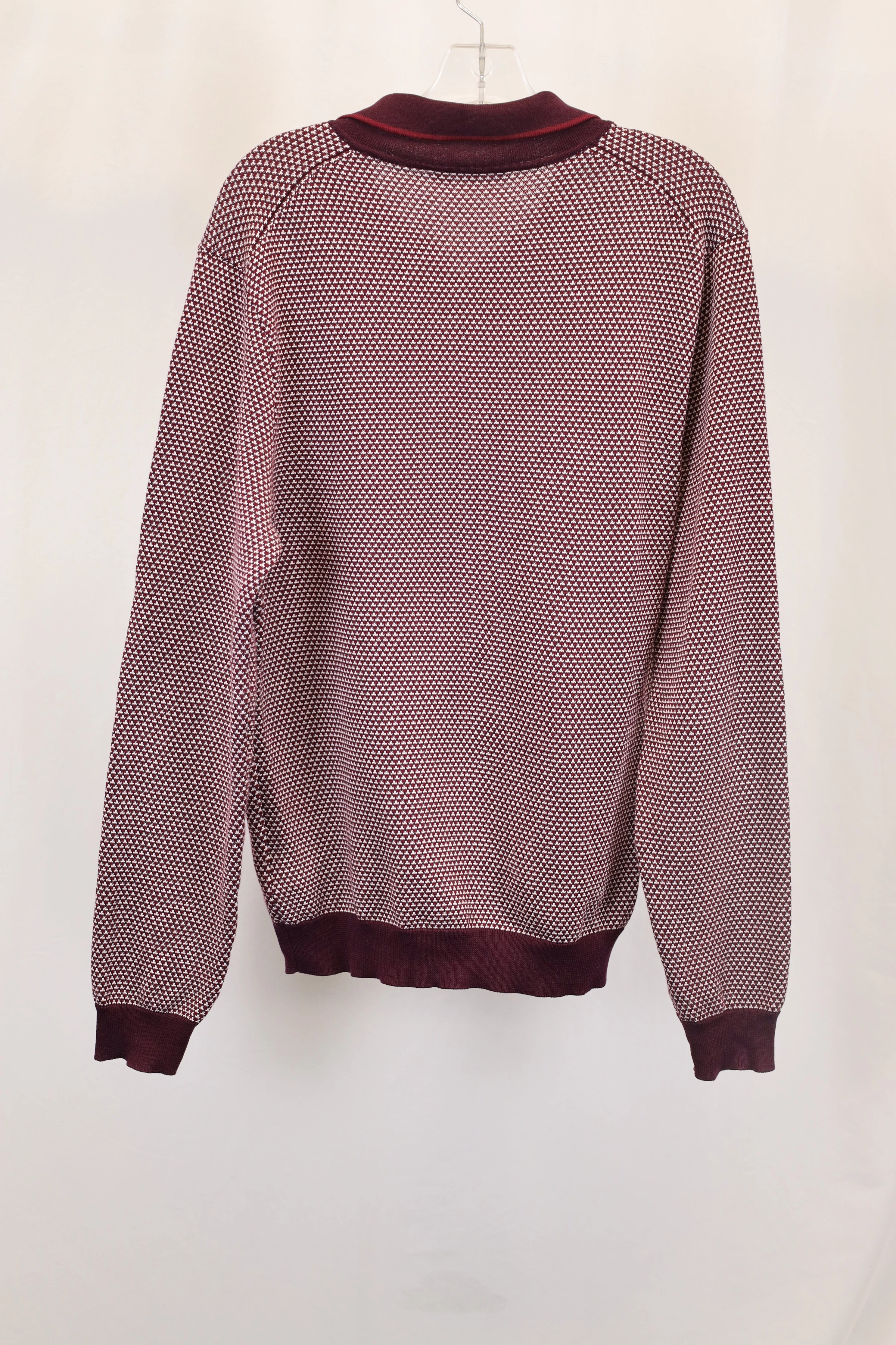 Mr P. Slim-Fit Honeycomb-Knit Polo Long-Sleeve Shirt in Red Cotton