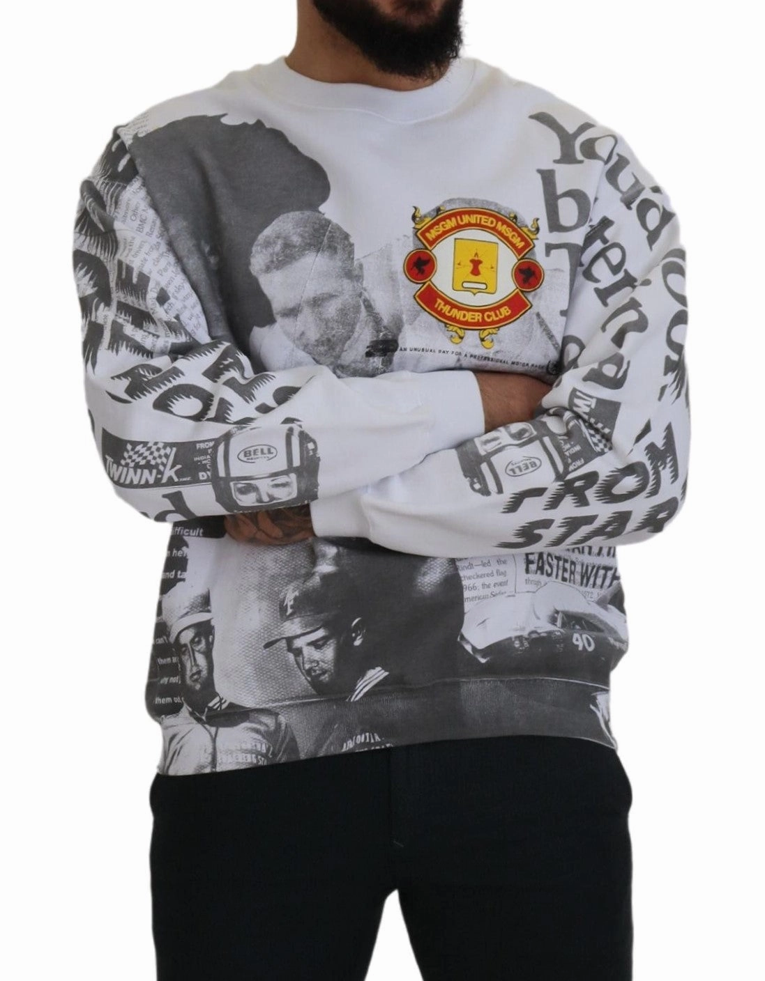 MSGM  Cotton Crewneck Pullover Sweatshirt Men's Sweater