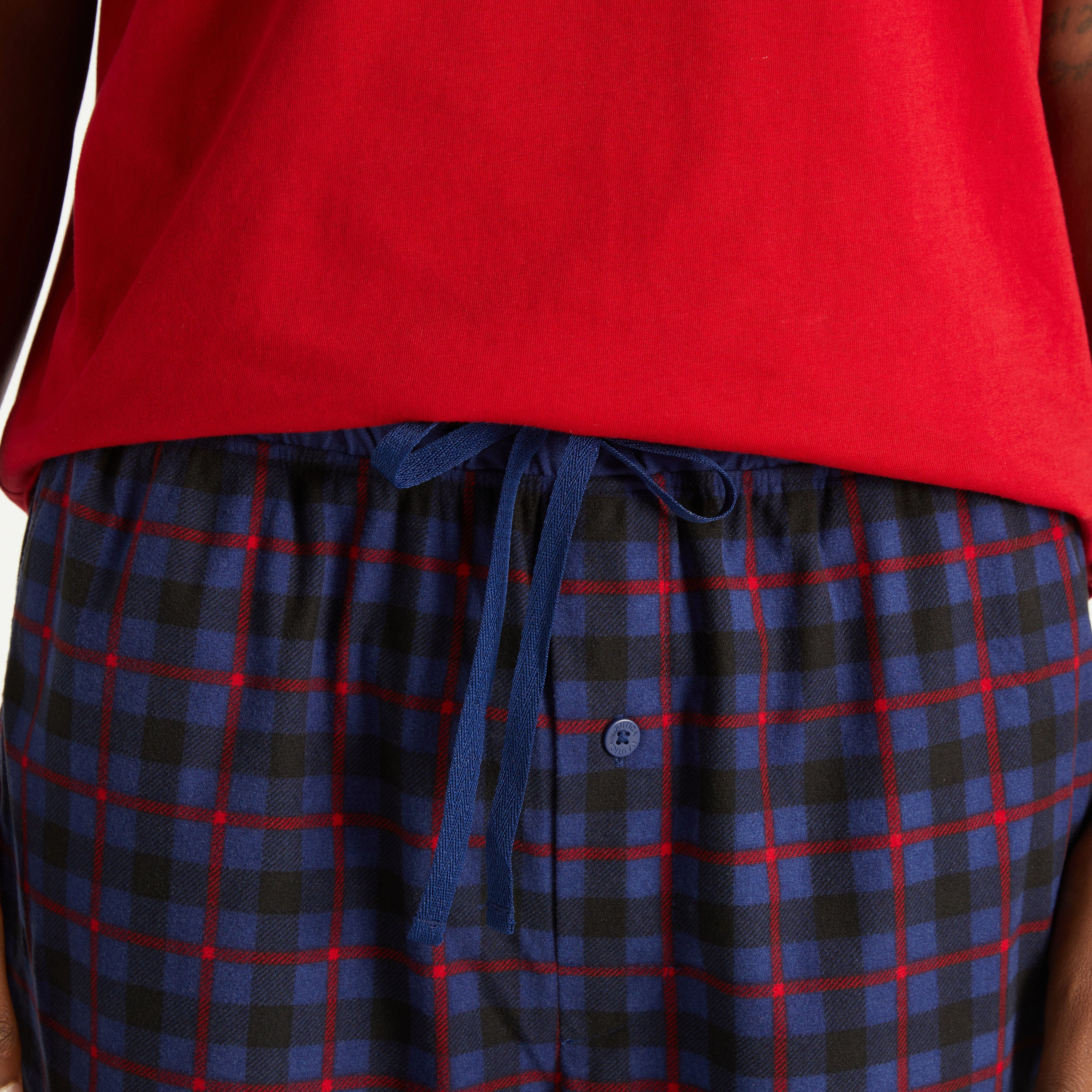 Nautica Mens Fleece Plaid Print Pajama Pant