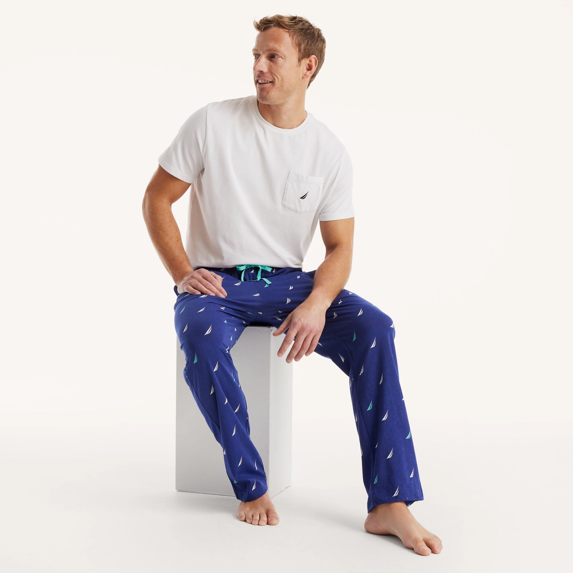 Nautica Mens Logo Print Knit Sleep Pant