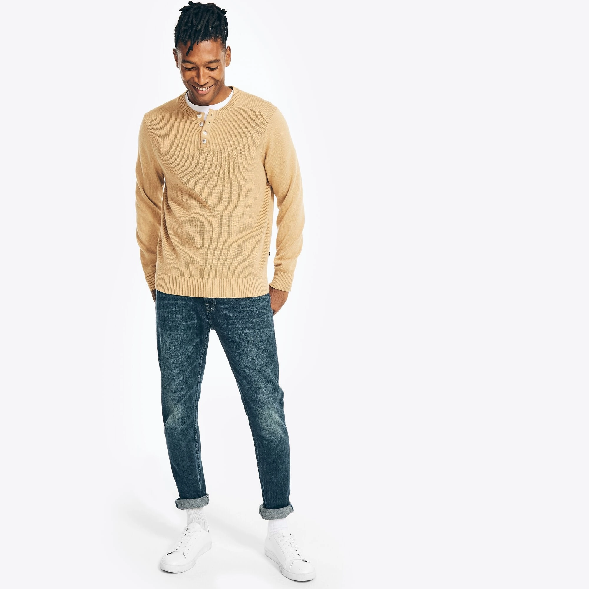Nautica Mens Long-Sleeve Henley Sweater