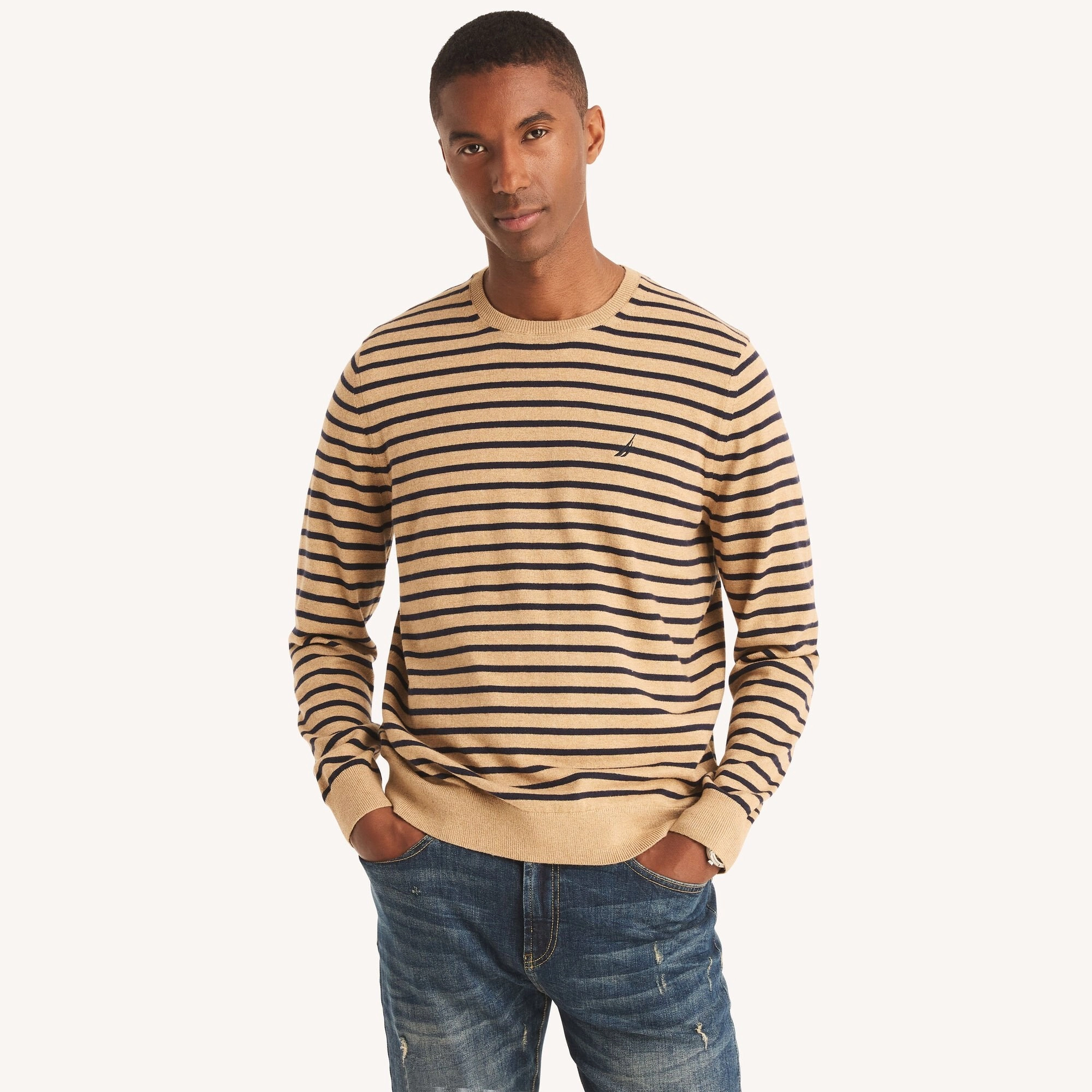 Nautica Mens Navtech Striped Crewneck Sweater