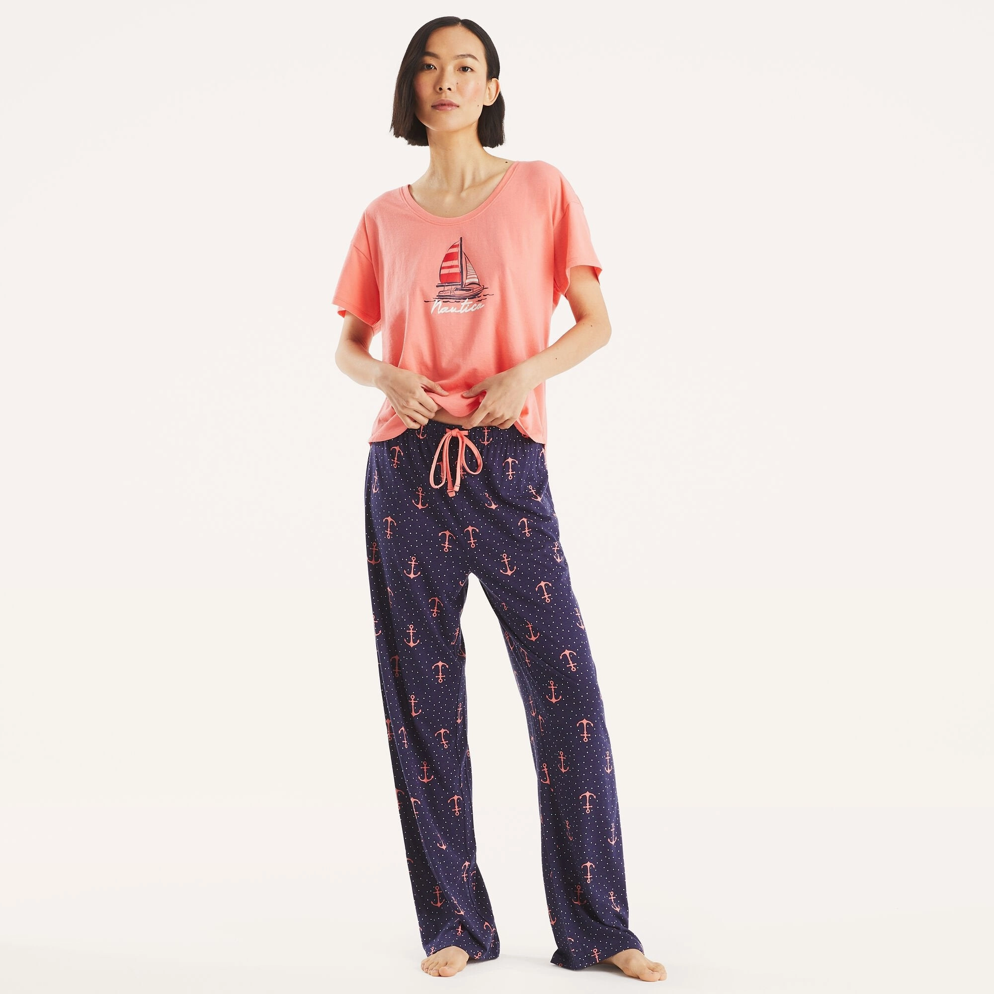 Nautica Womens Printed Pajama Pant Set