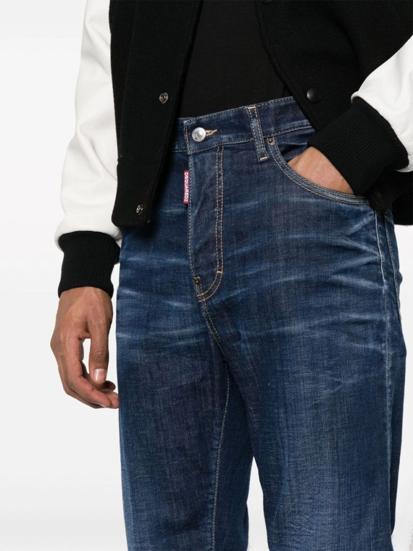 Navy Blue Denim Cotton Jeans