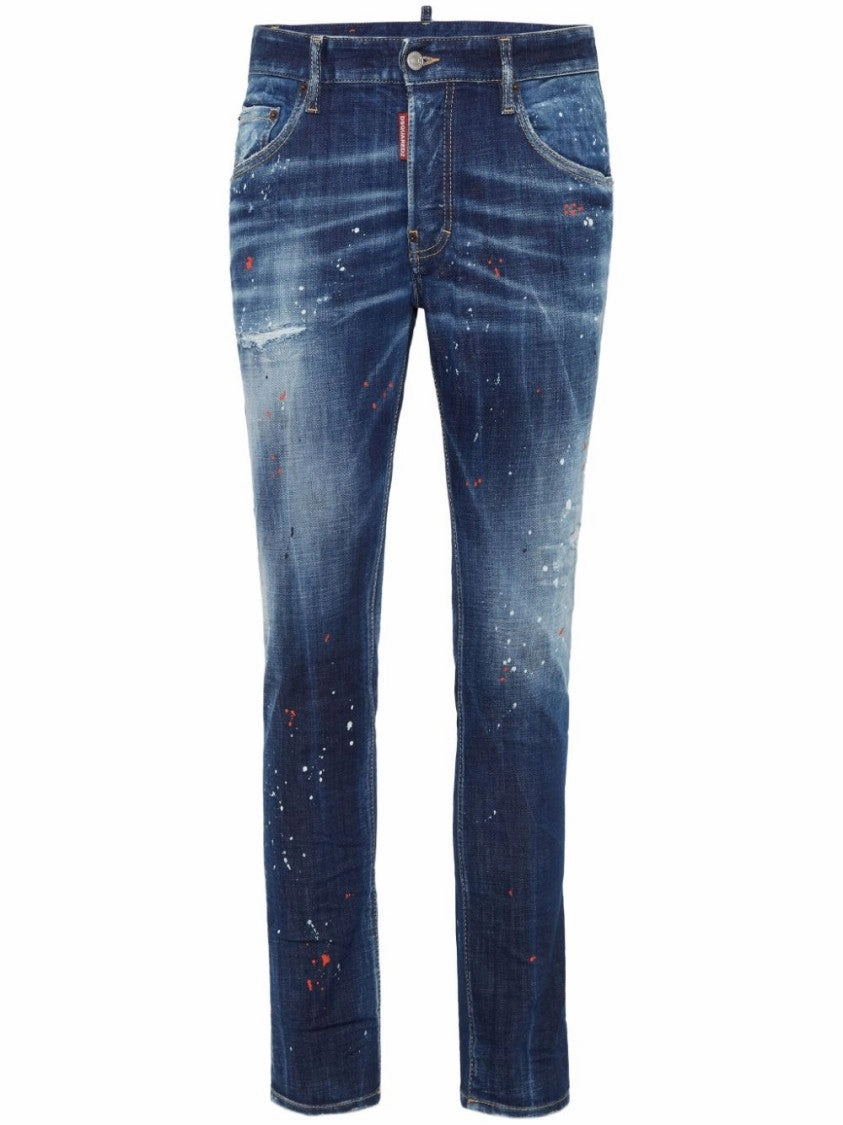 Navy Blue Stretch-Cotton Denim Jeans