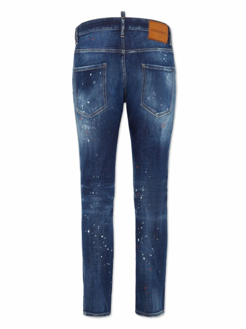 Navy Blue Stretch-Cotton Denim Jeans