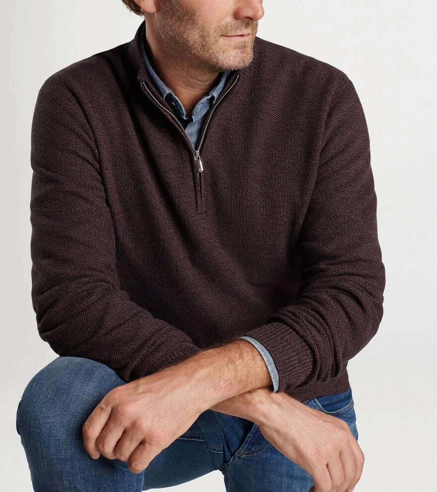 Nevis Twisted Quarter Zip Sweater In Midnight Canopy