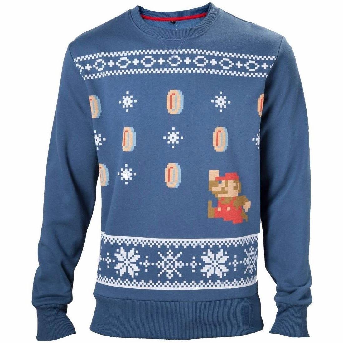 Nintendo Super Mario Bros Classic Blue Christmas Sweater