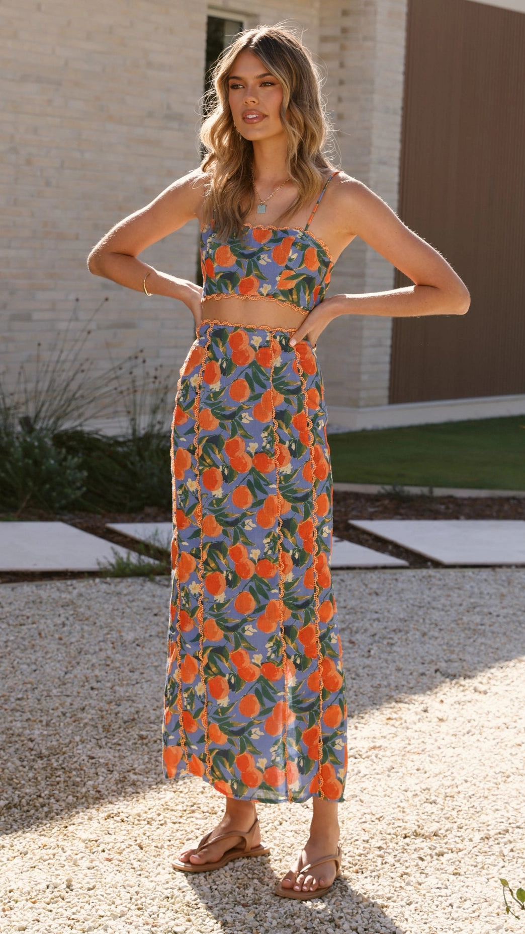 Nova Maxi Skirt - Orange Print