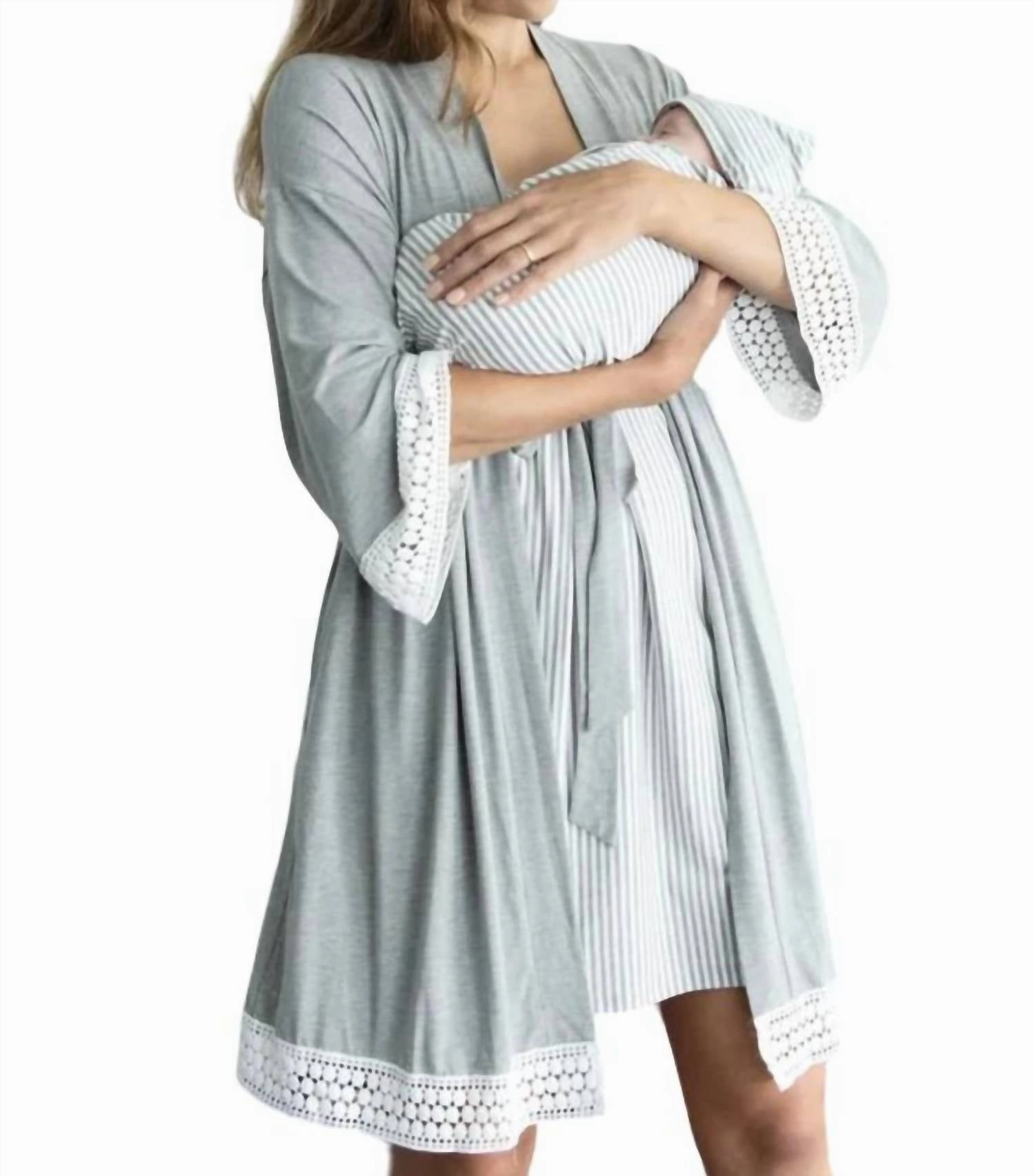 Nursing Loungewear   Layette Set In Light Gray