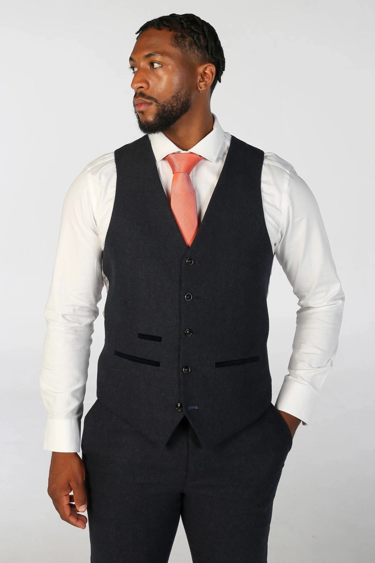 Oscar 3 Piece Suit Wool Blend Tweed Tailored Fit Formal Dress