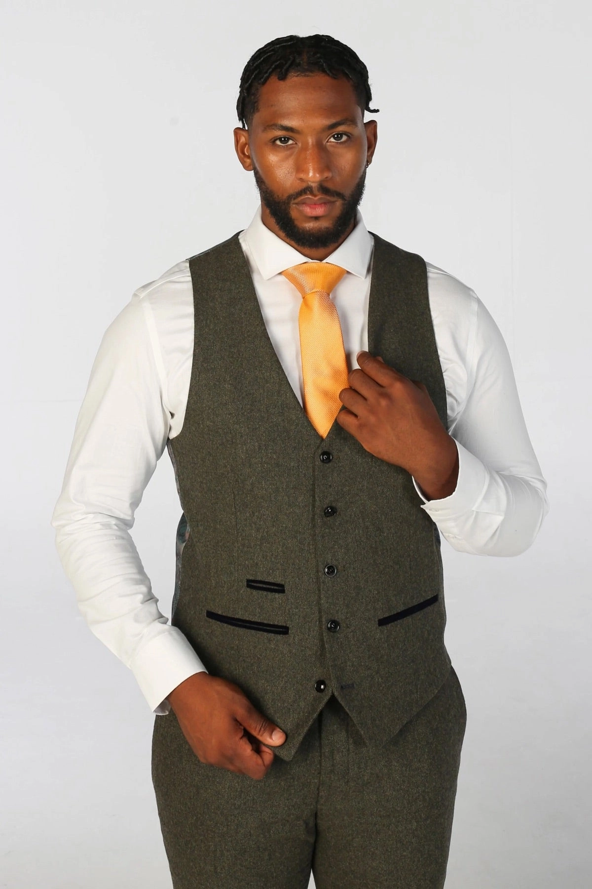 Oscar 3 Piece Suit Wool Blend Tweed Tailored Fit Formal Dress
