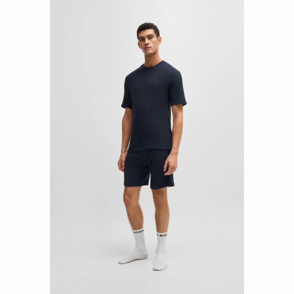 Ottoman-jersey pajama shorts with embroidered logo