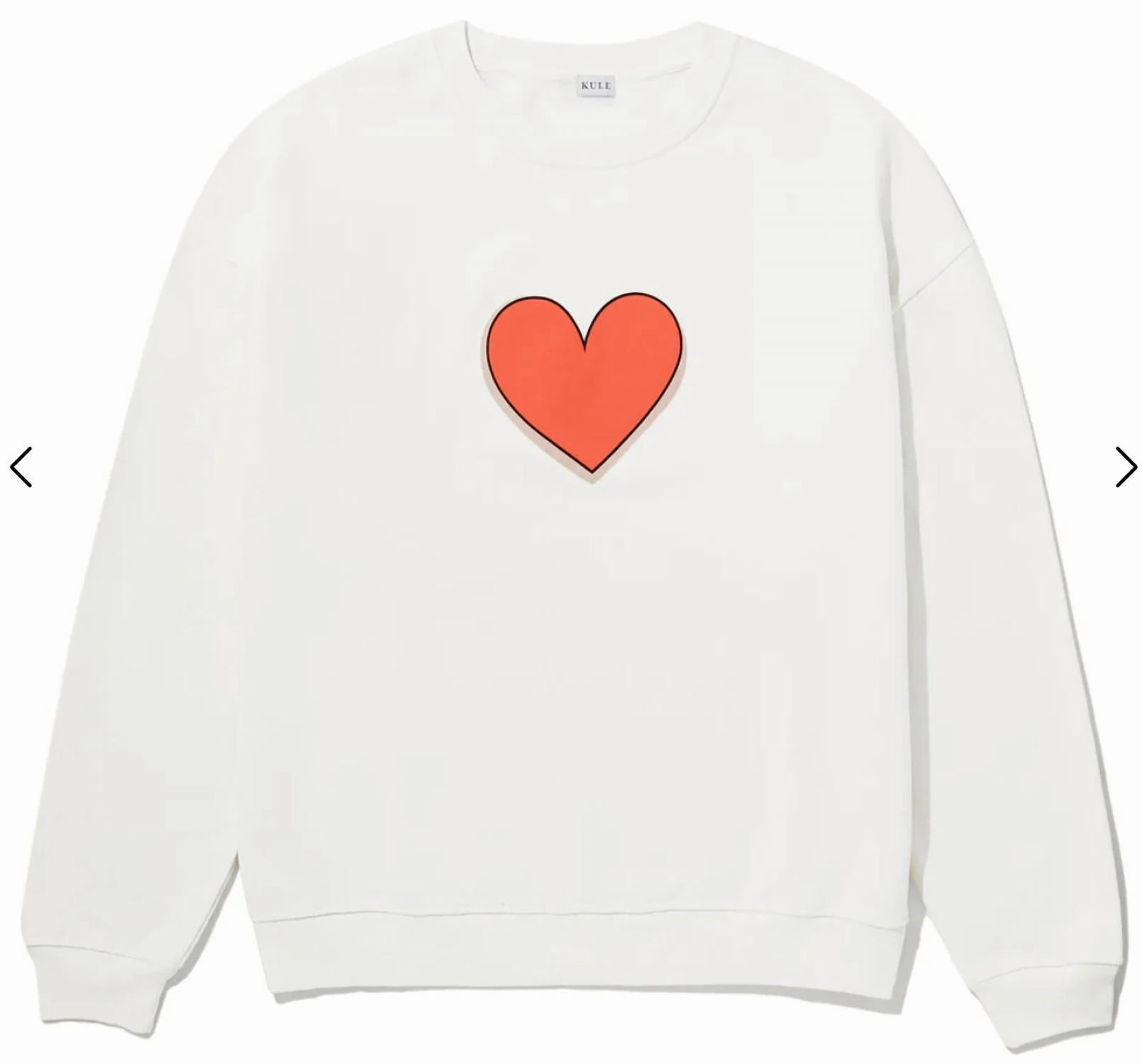 Oversized Heart Sweatshirt In Cream
