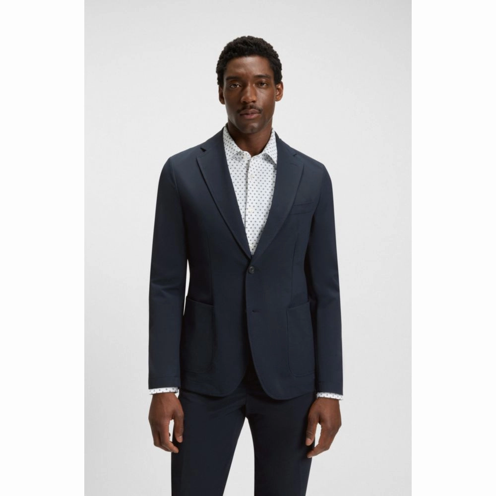 Packable slim-fit blazer in water-repellent stretch fabric