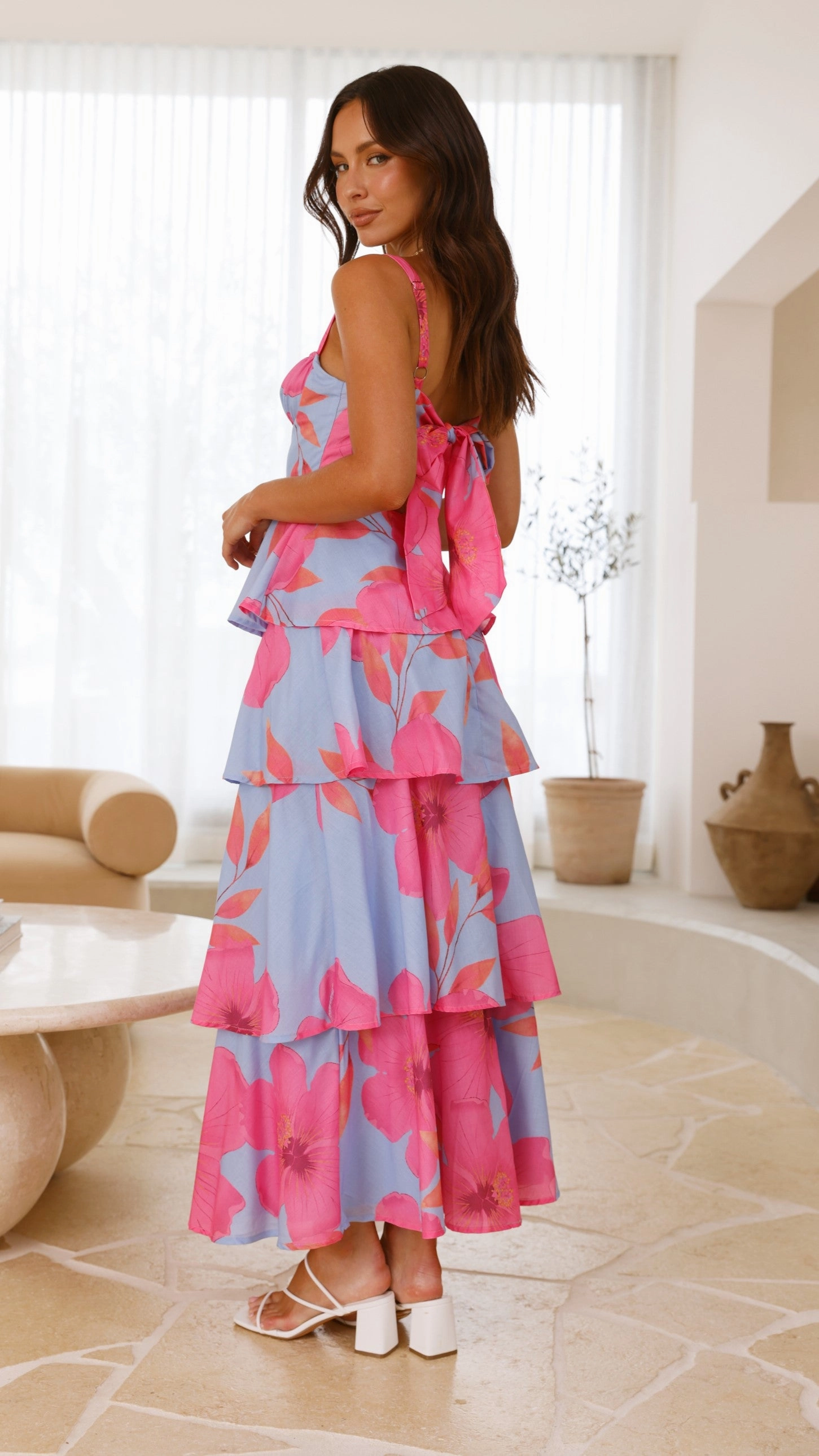 Page Maxi Dress - Blue / Pink Floral