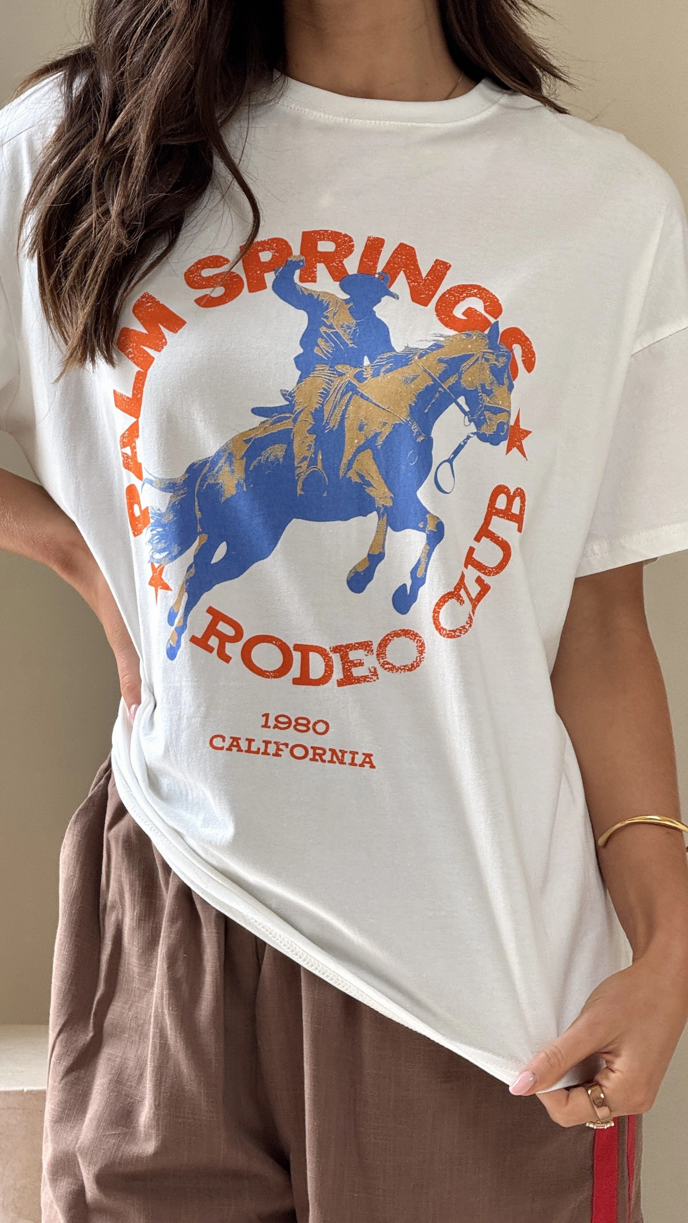 Palm Springs Rodeo Shirt And Shorts Set - White/Brown