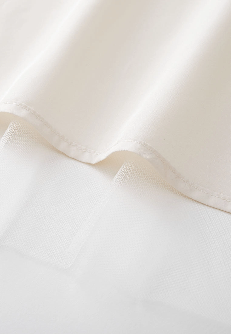 Panelled Cape-detail Embellished Mesh Dress