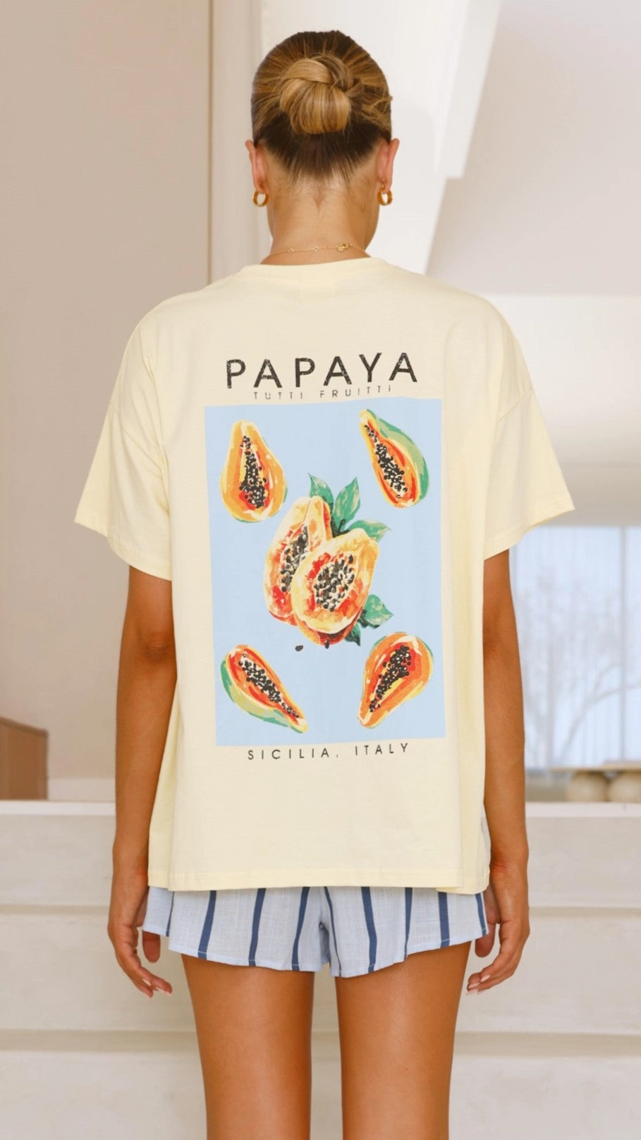 Papaya Top and Shorts Set - Yellow/Blue