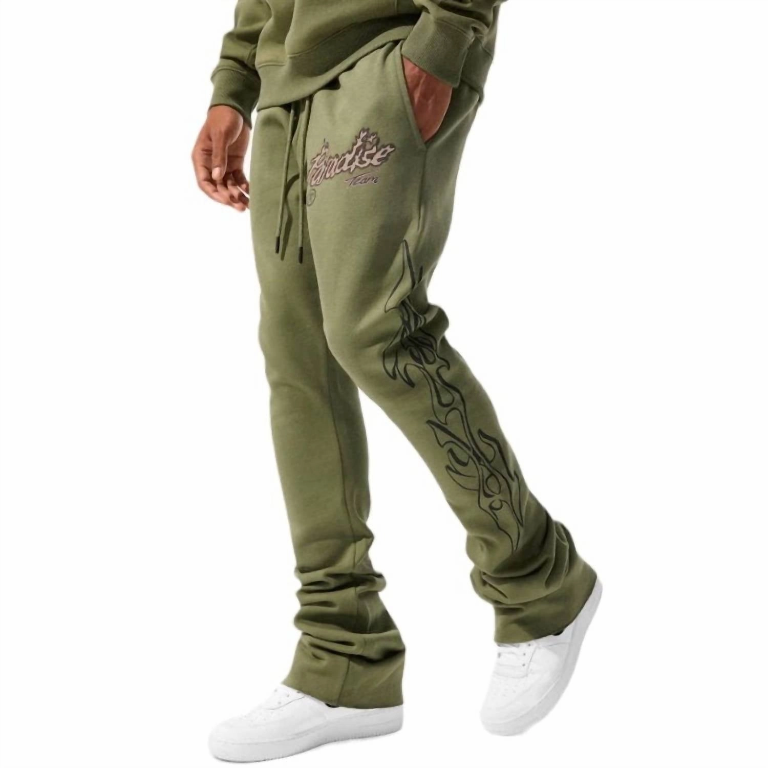 Paradise Tour Stacked Sweatpants In Sage