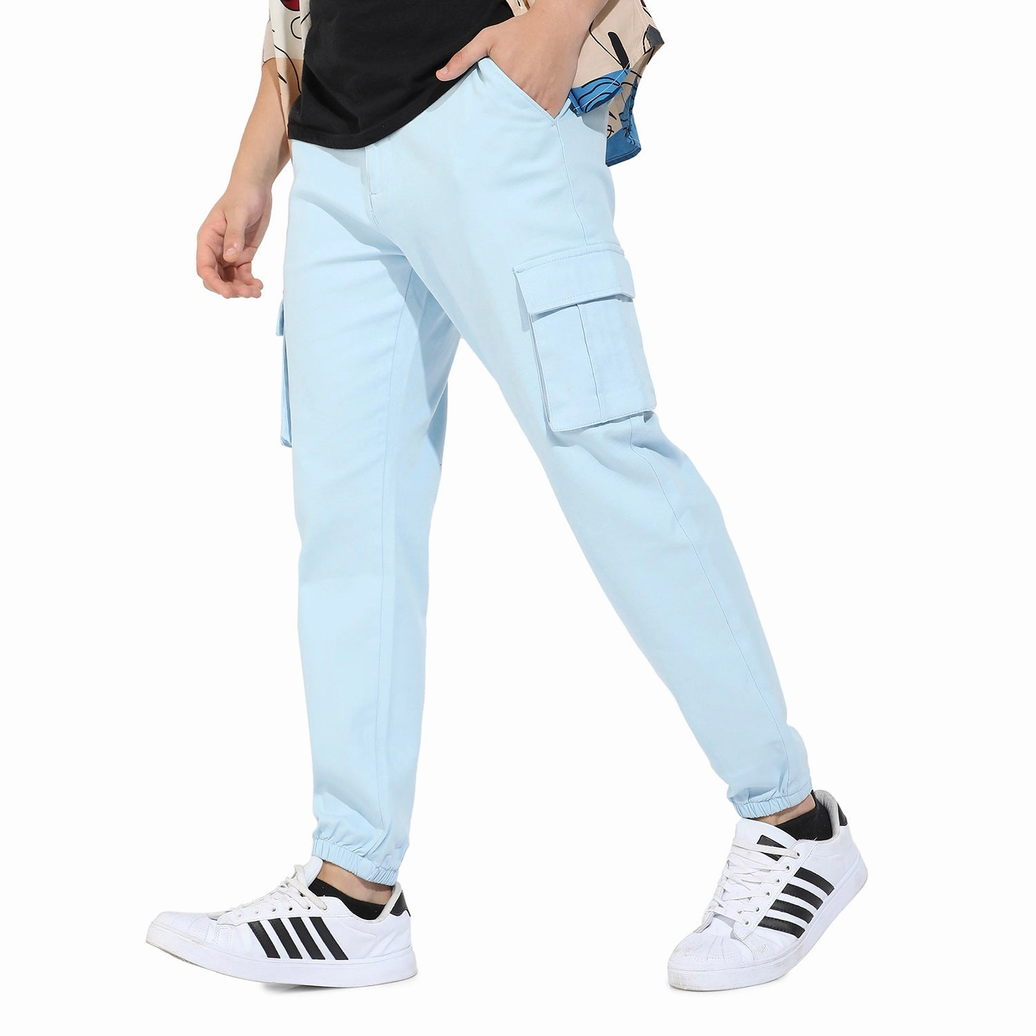 Pastel Cuffed Hem Cargo Trousers