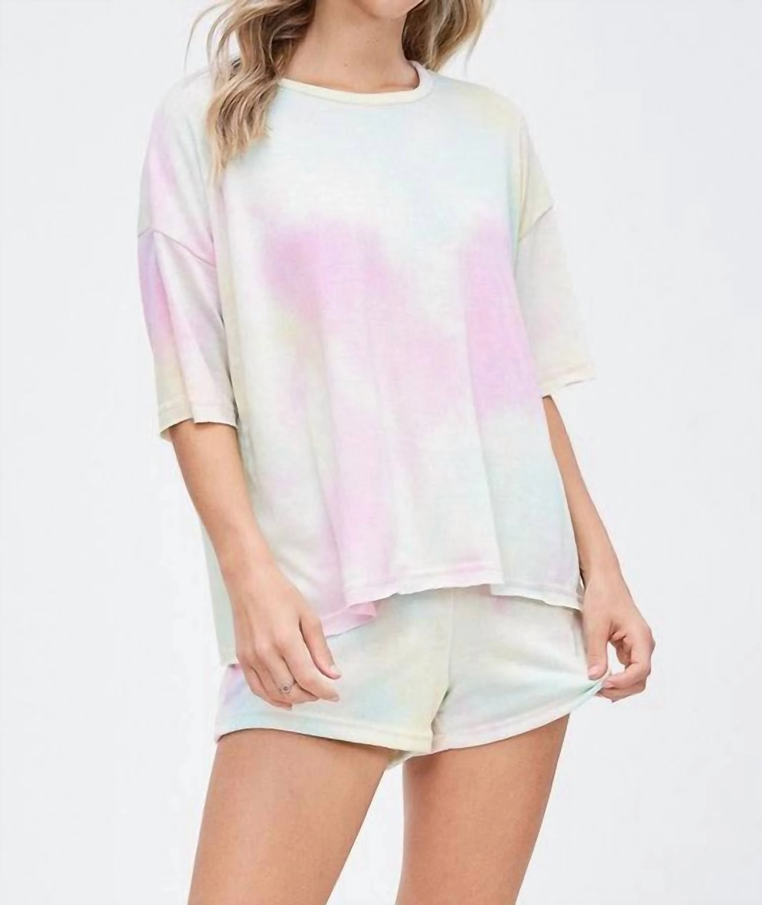 Pastel Tie Dye Shorts Set In Multi