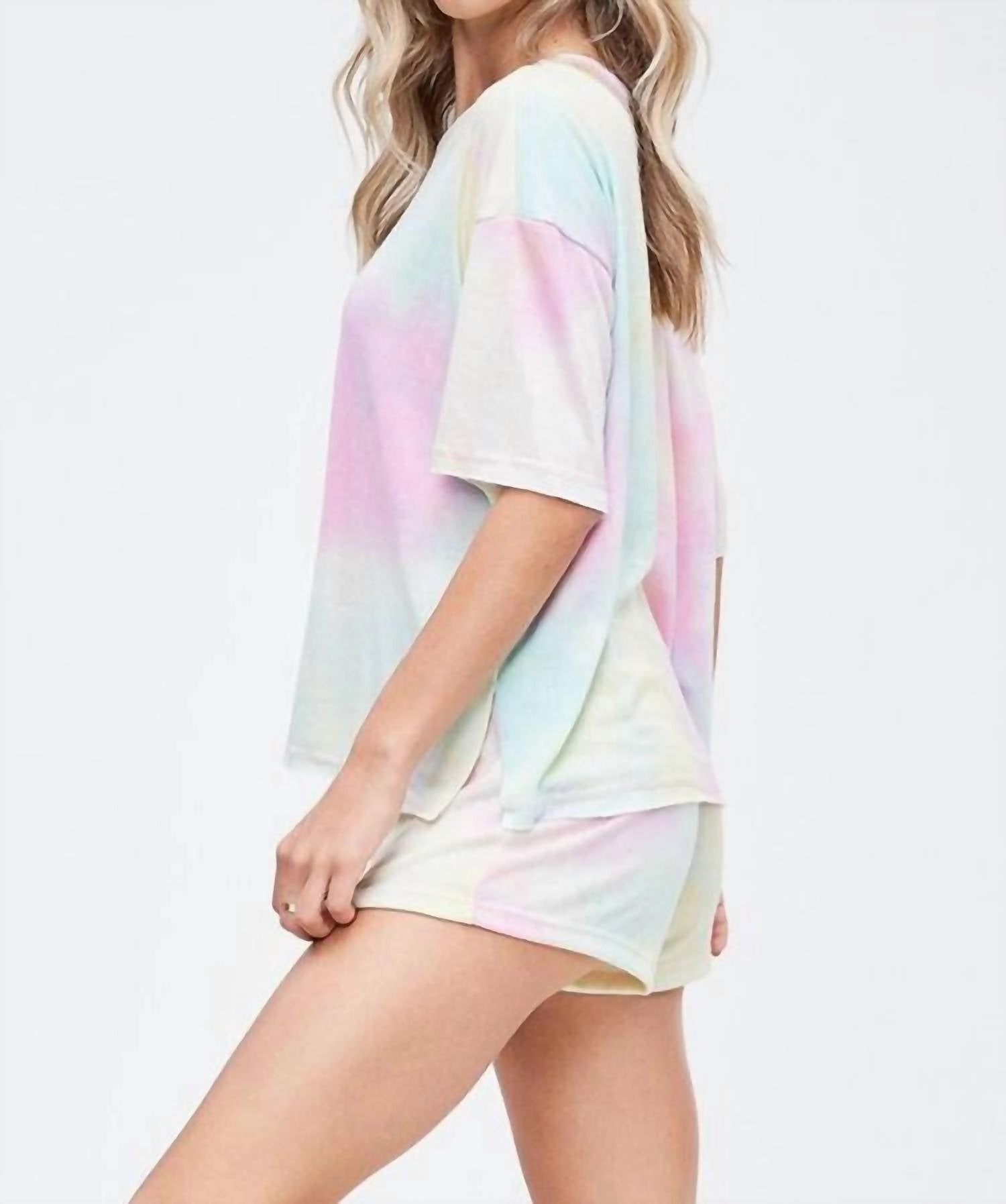 Pastel Tie Dye Shorts Set In Multi