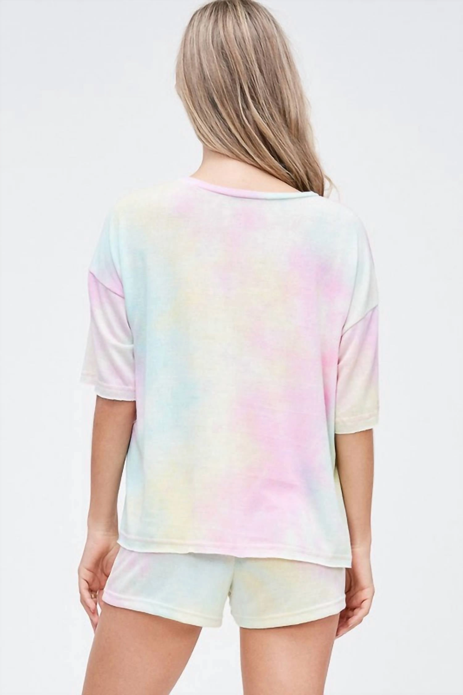 Pastel Tie Dye Shorts Set In Multi