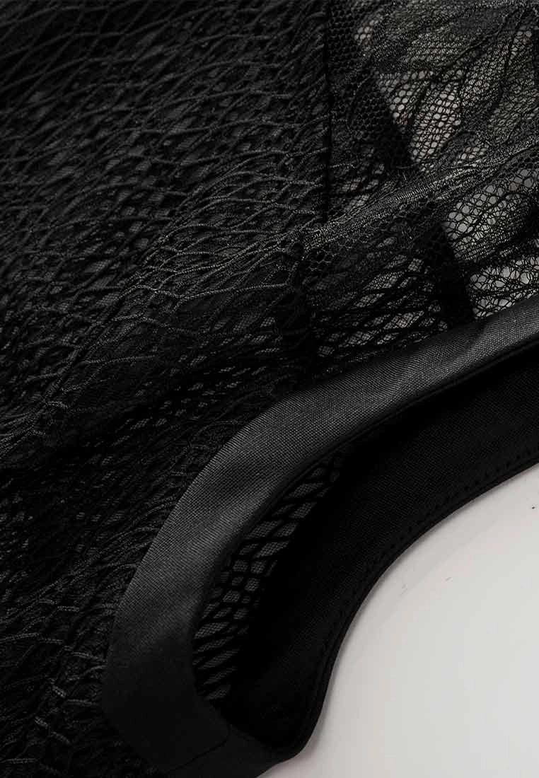 Patched Mesh And Lace Bead Detail Cocktail Dress