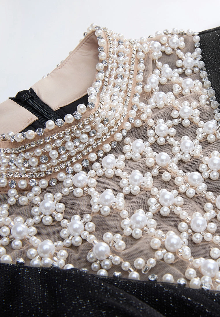 Pearl-detail Lurex Organza Gown